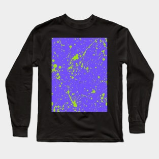 Green Lime Spray Splatter On Lavender Long Sleeve T-Shirt